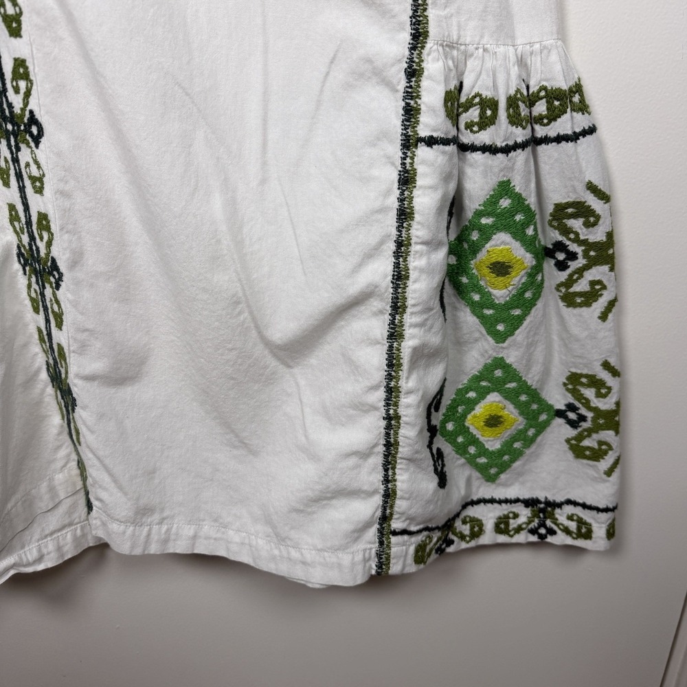 Rose And Rose Size Small Amersham White & Green MIDI Boho Embriodered Dress - Picture 6 of 12